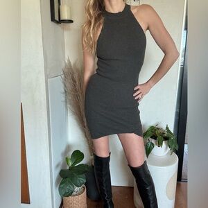Last chance! Grey ribbed bodycon dress